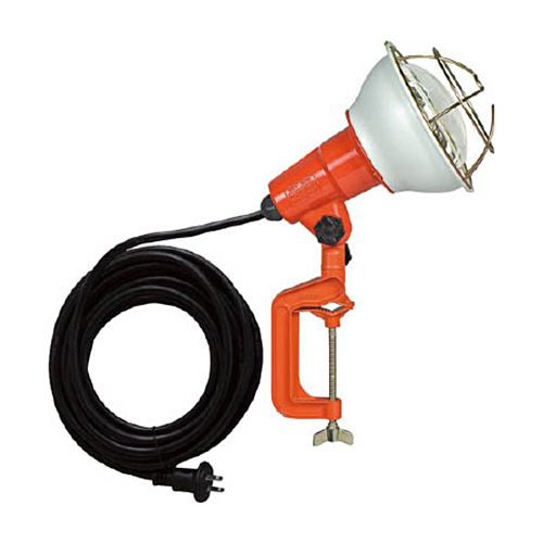 防雨型作業灯　リフレクターランプ　200W　100V　電線5m　バイス付　1台