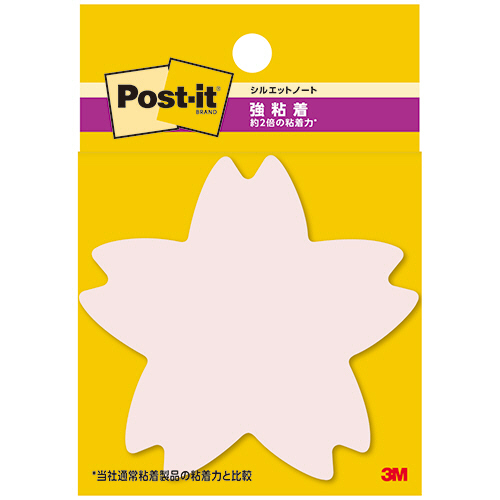 ﾎﾟｽﾄ･ｲｯﾄ 強粘着ｼﾙｴｯﾄﾉｰﾄ 66×69mm ｻｸﾗ 1ﾊﾟｯｸ(3冊)画像