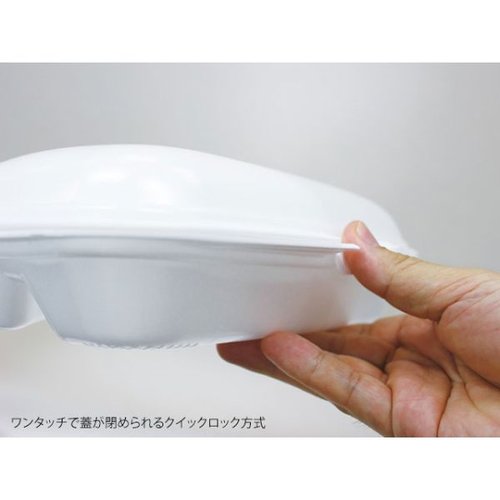 弁当容器 DLVランチ23-18-1 ベージュ エフピコ 淡いベージュ色のシンプルな弁当容器が平置きされている様子