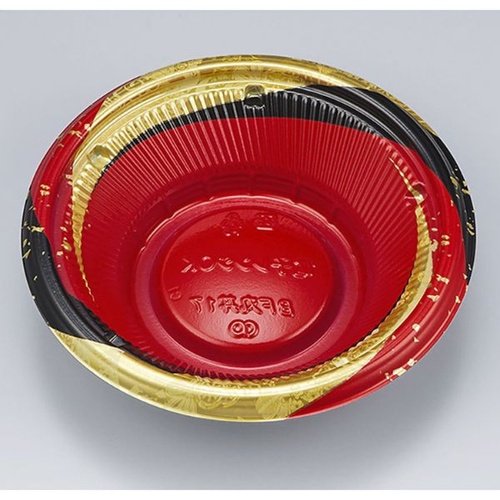 シーピー化成 どんぶり容器 BF丸丼17 月丸赤 本体画像