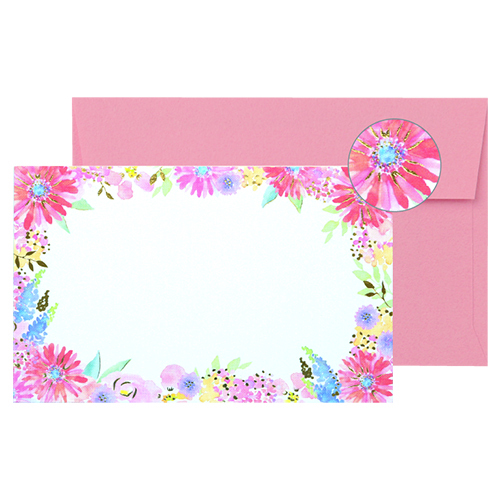 ミニカード グリタリングフラワーピンク（カード、封筒各5枚入）画像