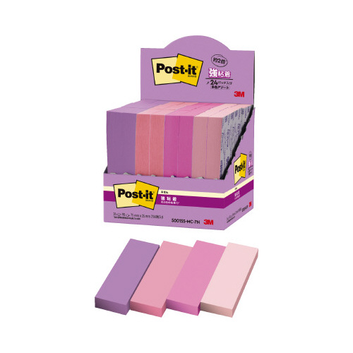 強粘着マルチカラー７　７５×２５　４色　２４冊画像