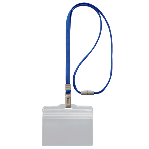 つりさげﾁｬｯｸ式名札 ﾖｺ型 ｿﾌﾄﾀｲﾌﾟ 平ひも ｸﾞﾘｰﾝ 1個画像