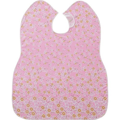 ハビナース　肩までおおえる食事エプロン　花柄　ピンク　1枚画像