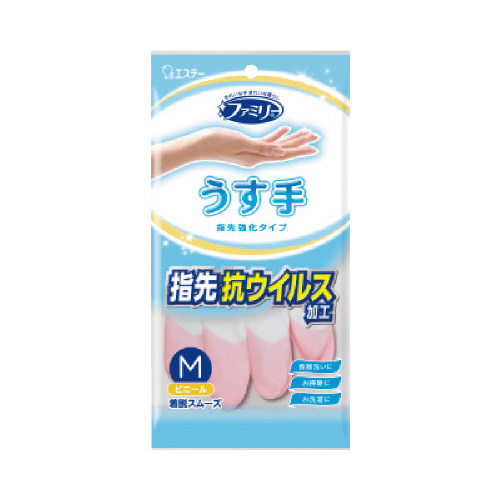 ファミリー　ビニールうす手指先強化　Ｍ　ピンク画像
