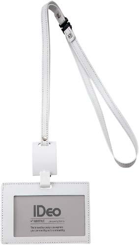 吊下げ名札革製名刺ＩＤカード用ヨコ型白３個パック画像