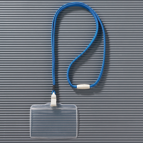 つりさげ名札 ﾖｺ型 ｿﾌﾄﾀｲﾌﾟ 平ひも ﾌﾞﾙｰ 1ﾊﾟｯｸ(10個)画像