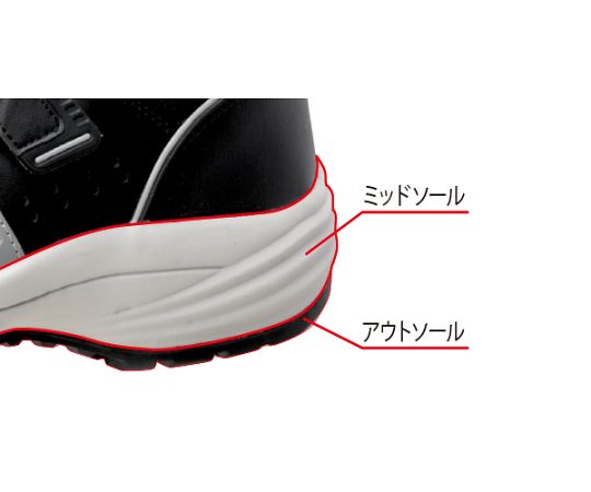 JSAA A種認定 小指保護先芯(プロテクトウズ5)入りスニーカー PF-115 ホワイト 22.0cm スニーカーの側面が見える状態、ホワイトの滑らかな表面と先芯の保護配置が特徴。