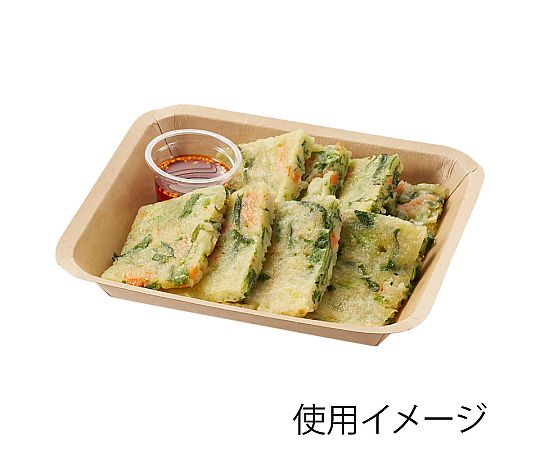 食品容器 クラフトフードトレー 15x17 50枚入 クラフト素材のトレーが重なって置かれた斜めからの視点