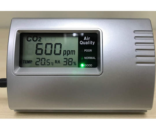 CO2センサー　音と光、液晶で濃度お知らせ　温湿度計付き　ACアダプター付き