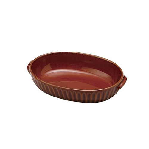 グラタン皿 24cm 洋食器 オーバル ギャザー ブラウン画像