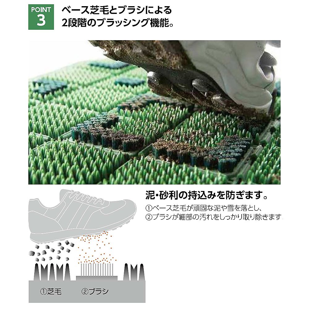 エバック ニューブラシハードマット(本駒)グリーン 鮮やかなグリーンのマットが平らに置かれ、質感が明瞭に確認できる状態
