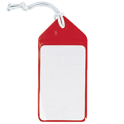 ﾈｰﾑﾀｯｸﾞ(旅行名札) 126×61mm ひも付 ﾚｯﾄﾞ 1ｾｯﾄ(50枚:5枚×10ﾊﾟｯｸ)