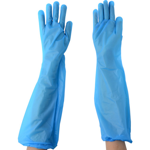 川西　ポリエチエンボスロング　ブルー　３０枚入り画像