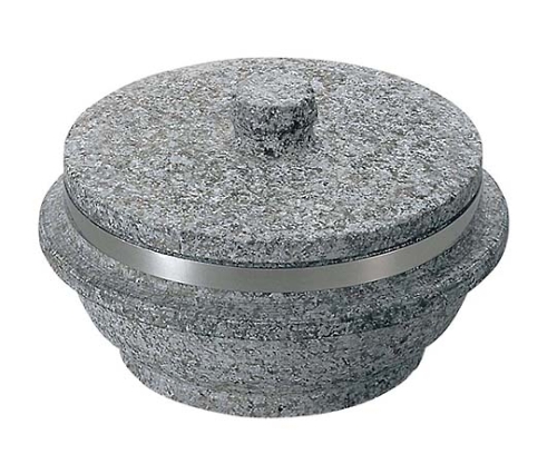 長水 遠赤 石焼釜(石蓋付)補強リング付 16cm
