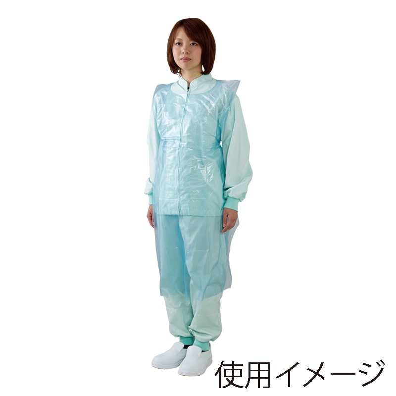 ４４５０　プラスチック袖なしエプロン　ブルー