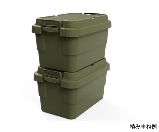トランクカーゴ フラット天板仕様 50L ОD色 フラットな天板で、緑色のボディが正面から見える状態
