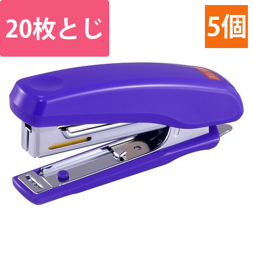 高機能コンパクトホッチキス　20枚とじ　ブルー　1セット(5個)画像
