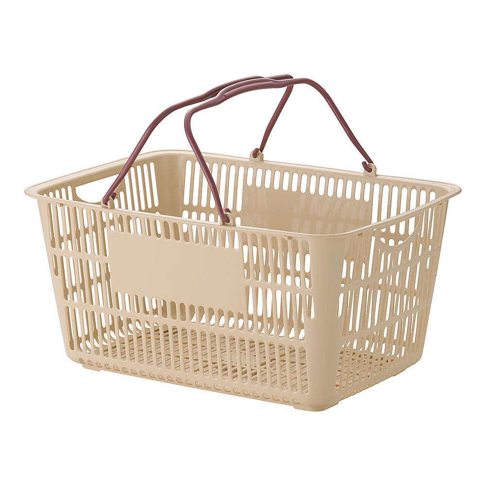 ショッピングバスケット ベージュ/エンジ