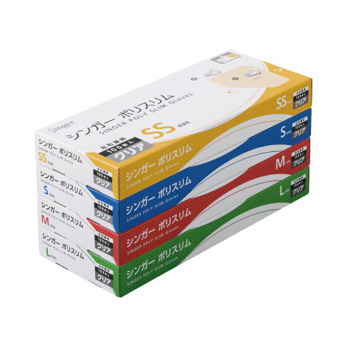 シンガー　ポリ手袋スリム　ＳＳ　ブルー　１００枚入画像