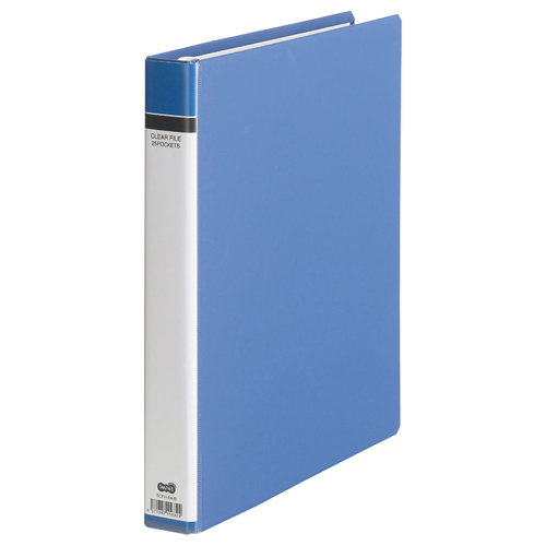 ｸﾘﾔｰﾌｧｲﾙ(貼り表紙) A4ﾀﾃ 30穴 25ﾎﾟｹｯﾄ付属 背幅42mm 青 1冊画像