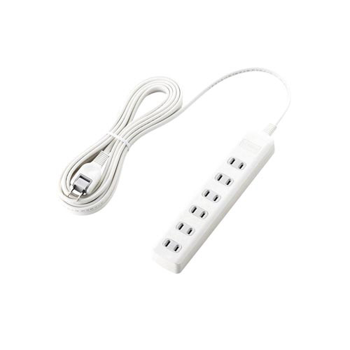 雷ガードタップ　６個口　５ｍ　ホワイト画像