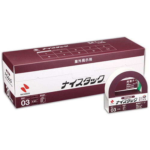 ﾅｲｽﾀｯｸ 両面ﾃｰﾌﾟ 屋外掲示用 ﾌﾞﾝﾎﾞｯｸｽ 大巻 30mm×5m 1ﾊﾟｯｸ(10巻)画像