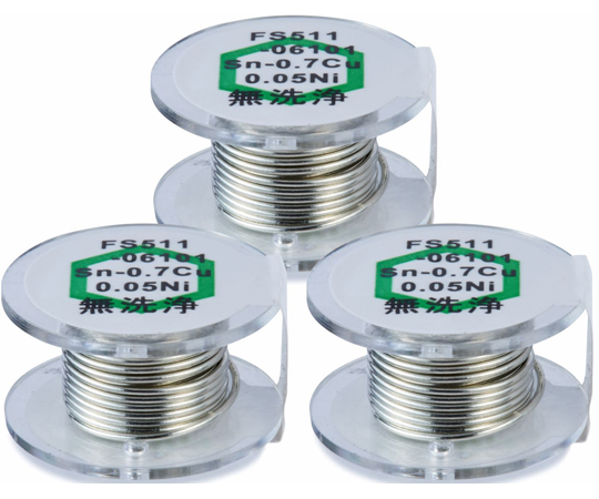 HEXSOL 鉛フリー共晶はんだ Sn-0.7Cu-0.05Ni フラックス無洗浄タイプ Φ0.6mm 1m×3個画像
