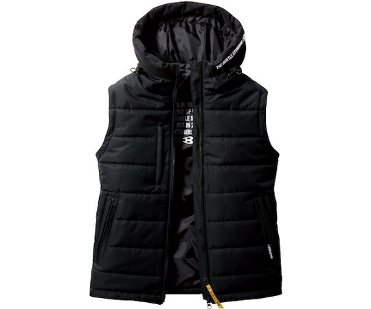 防寒フーディベスト　ブラック画像