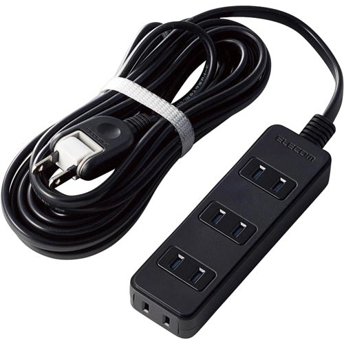 シャッタータップ　４個口　５ｍ　ブラック画像