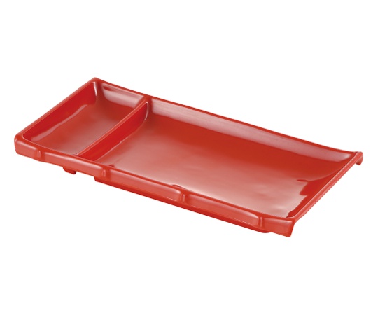 シンプル食器 角仕切皿 赤画像