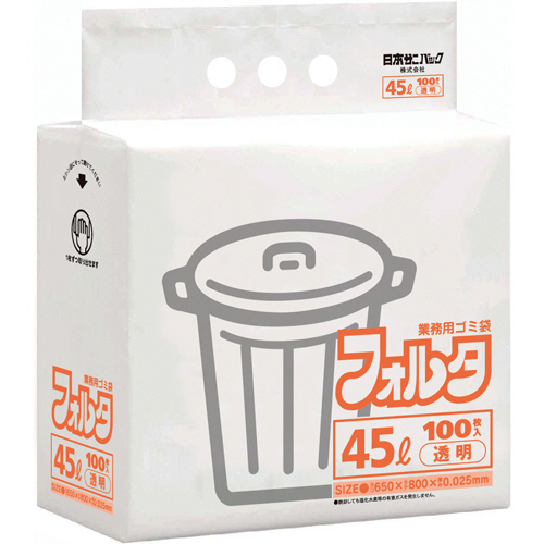 環優包装ﾌｫﾙﾀ 透明 45L 薄口0.025mm 1ﾊﾟｯｸ(100枚)画像