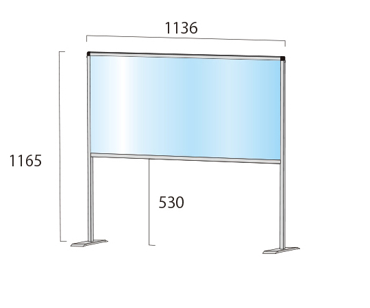 ブラックパーテーションスタンド　600×1100mm　ハイ 白い背景に立てられた縦型の黒いパーテーションスタンド