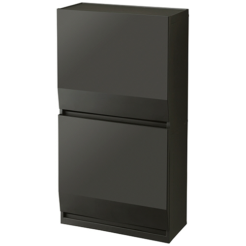 HOME&HOME 通路で使える分別ﾀﾞｽﾄﾎﾞｯｸｽﾜｲﾄﾞ 2段 45L ﾀﾞｰｸｸﾞﾚｰ 1台画像