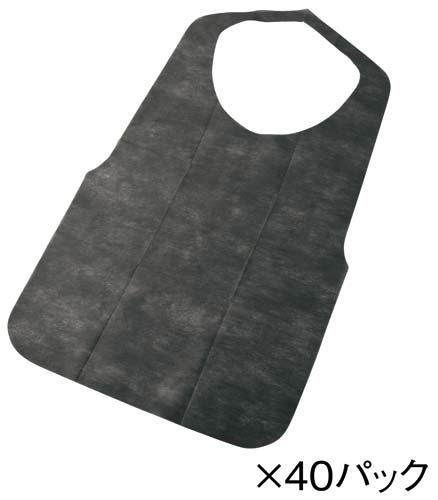 不織布エプロン　黒　３０枚入×４０画像