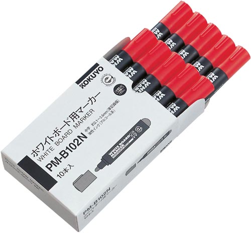 再生樹脂ホワイトボード用マーカー　中字　赤１０本画像