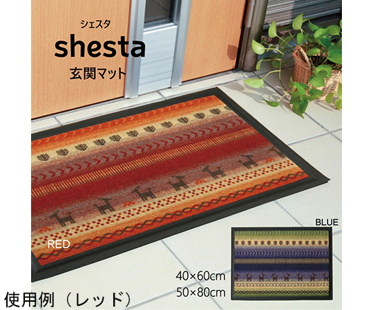玄関マット　洗える　『シェスタ』　レッド　約50×80cm画像