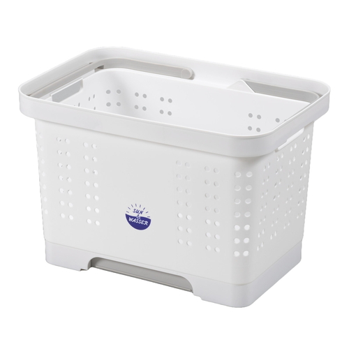 ランドリーバスケット S＆WスタンドバスケットM ホワイト画像