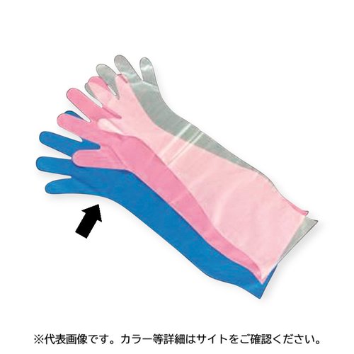 ポリ手袋 TO-50Bガードマックスゴム無ロングM ブルー ホワイトマックス画像