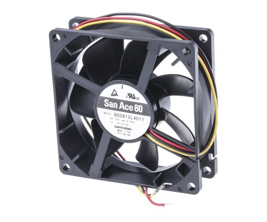 軸流ファン 電源電圧：12 V dc DC 80 x 80 x 25mm