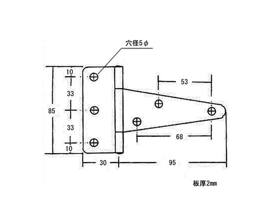 エクストラTヒンジ　100mm　2個入 取り付け部分が見える状態で、表面が光沢のある金属の2個セット