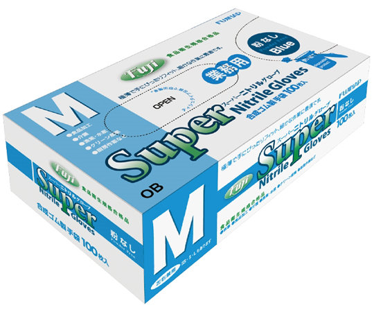 フジスーパーニトリルグローブ 粉無 青 M 100枚×30箱入画像