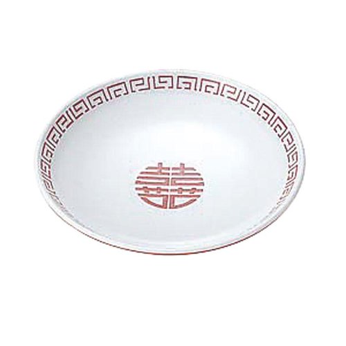 メラミン食器 瑞祥 CA-42 中華取皿 白/赤 エンテック
