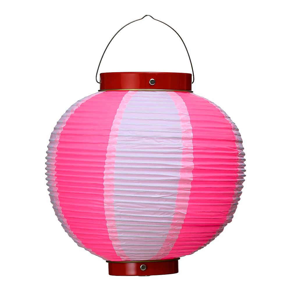 ビニール提灯丸型　9号　ピンク/白画像