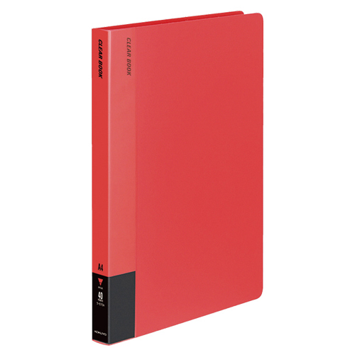 ｸﾘﾔｰﾌﾞｯｸ(固定式) A4ﾀﾃ 40ﾎﾟｹｯﾄ 背幅28mm 赤 1ｾｯﾄ(4冊)画像