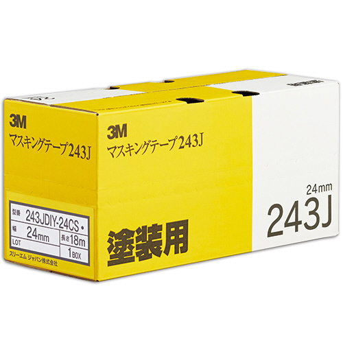 ｽｺｯﾁ ﾏｽｷﾝｸﾞﾃｰﾌﾟ 243J塗装用 24mm×18m 0.8mm厚 1ｾｯﾄ(50巻:5巻×10ﾊﾟｯｸ)画像