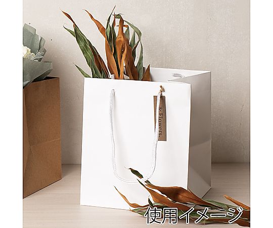 手提げ紙袋　アレンジバッグ　S　白　NEW　10枚 白い手提げ紙袋が揃って並んでいる様子