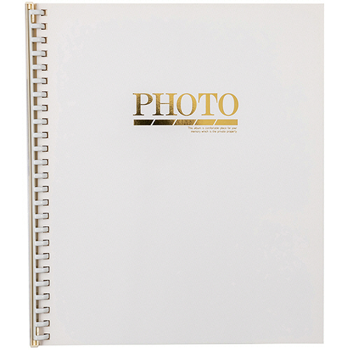 ﾗｲﾄﾌｫｰﾄｱﾙﾊﾞﾑ 15R 四ﾂ切ｻｲｽﾞ 25穴 ﾗｲﾄﾌﾘｰ台紙(方眼入)15枚付 白 1冊画像