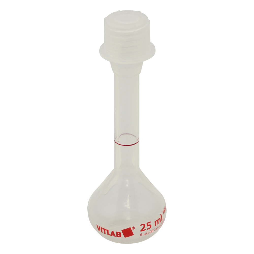 EMユーロPMPメスフラスコ（キャップ付き）　透明　25mL画像