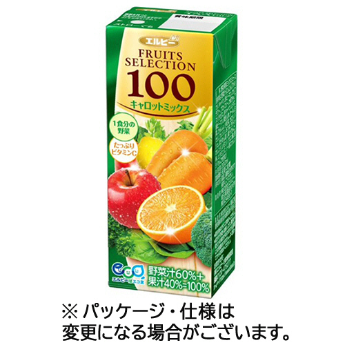 ﾌﾙｰﾂｾﾚｸｼｮﾝ ｷｬﾛｯﾄﾐｯｸｽ100 200mL 紙ﾊﾟｯｸ 1ｾｯﾄ(72本:24本×3ｹｰｽ)画像